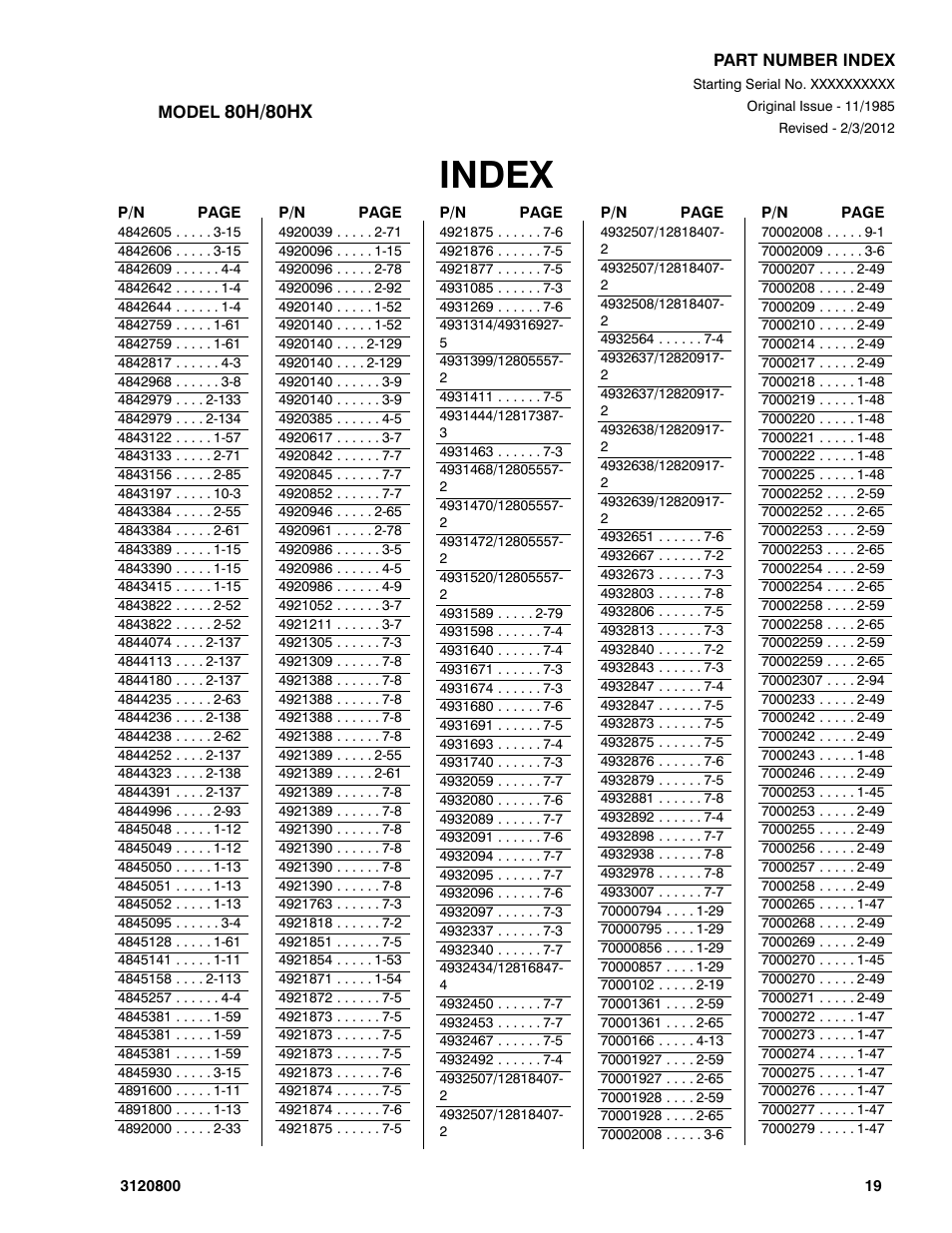 Index | JLG 80HX_HX+6 Parts Manual User Manual | Page 381 / 388