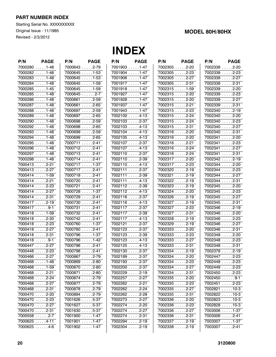 Index | JLG 80HX_HX+6 Parts Manual User Manual | Page 382 / 388