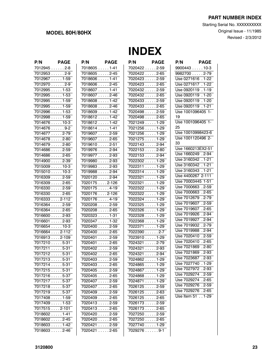 Index | JLG 80HX_HX+6 Parts Manual User Manual | Page 385 / 388