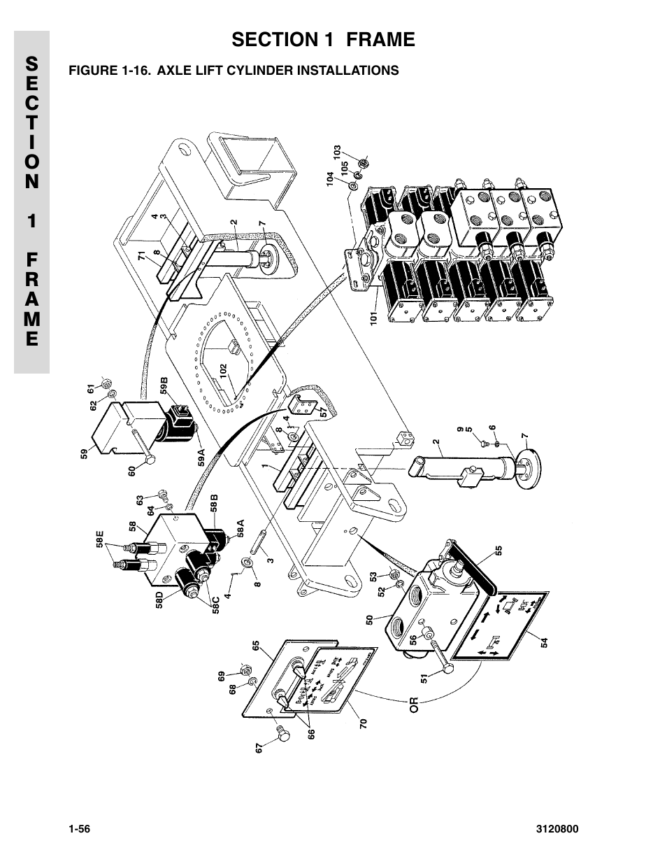 Figure 1-16. axle lift cylinder installations | JLG 80HX_HX+6 Parts Manual User Manual | Page 64 / 388