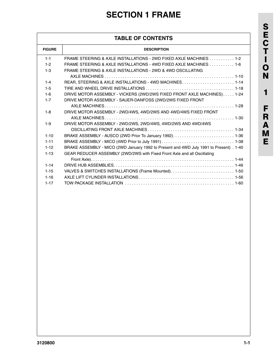 Section 1 frame, Section 1 - frame -1 | JLG 80HX_HX+6 Parts Manual User Manual | Page 9 / 388