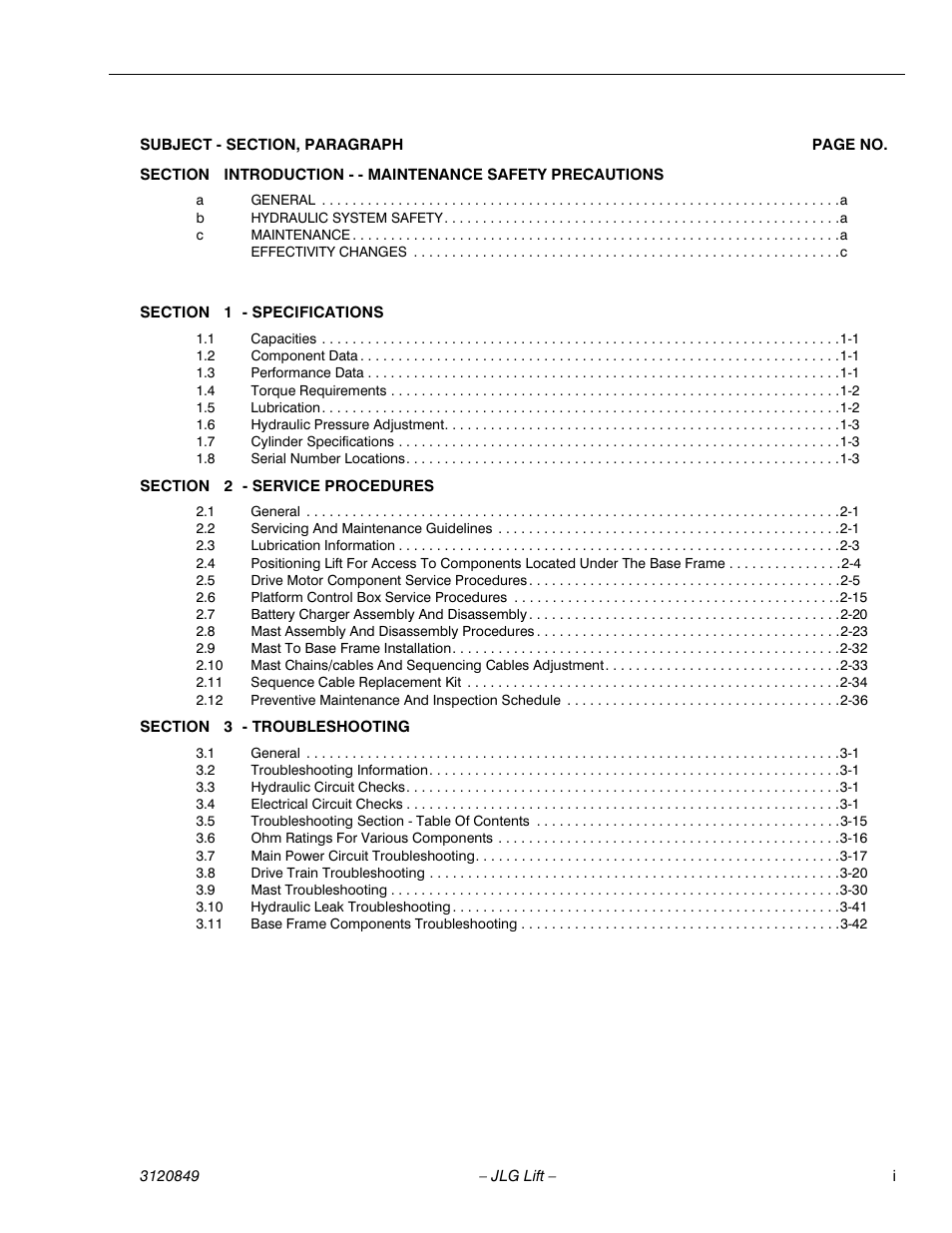 JLG 20VP (3120849) Service Manual User Manual | Page 9 / 96