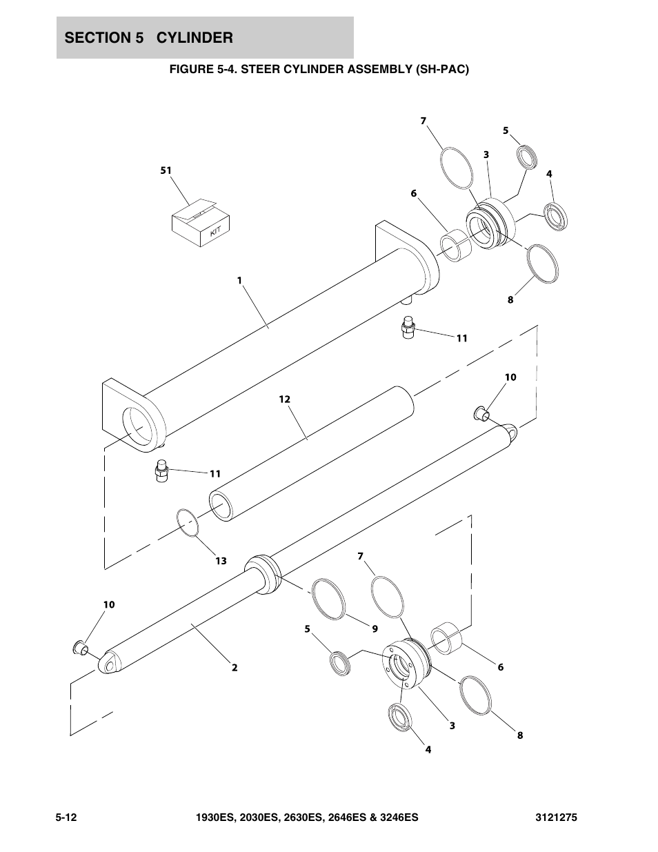 Figure 5-4. steer cylinder assembly (sh-pac) | JLG 3246ES Parts Manual User Manual | Page 108 / 186