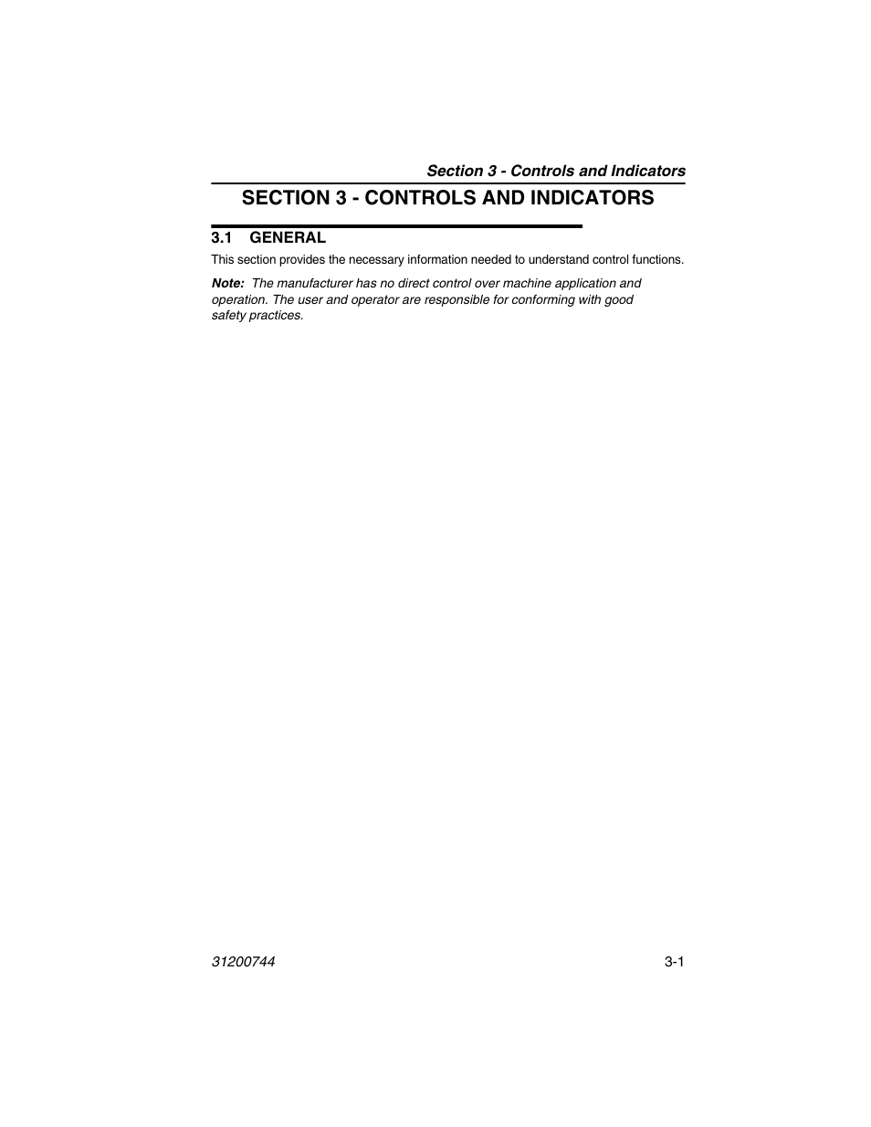 Section 3 - controls and indicators, 1 general, 1 general -1 | JLG G6-42A Operator Manual User Manual | Page 41 / 162