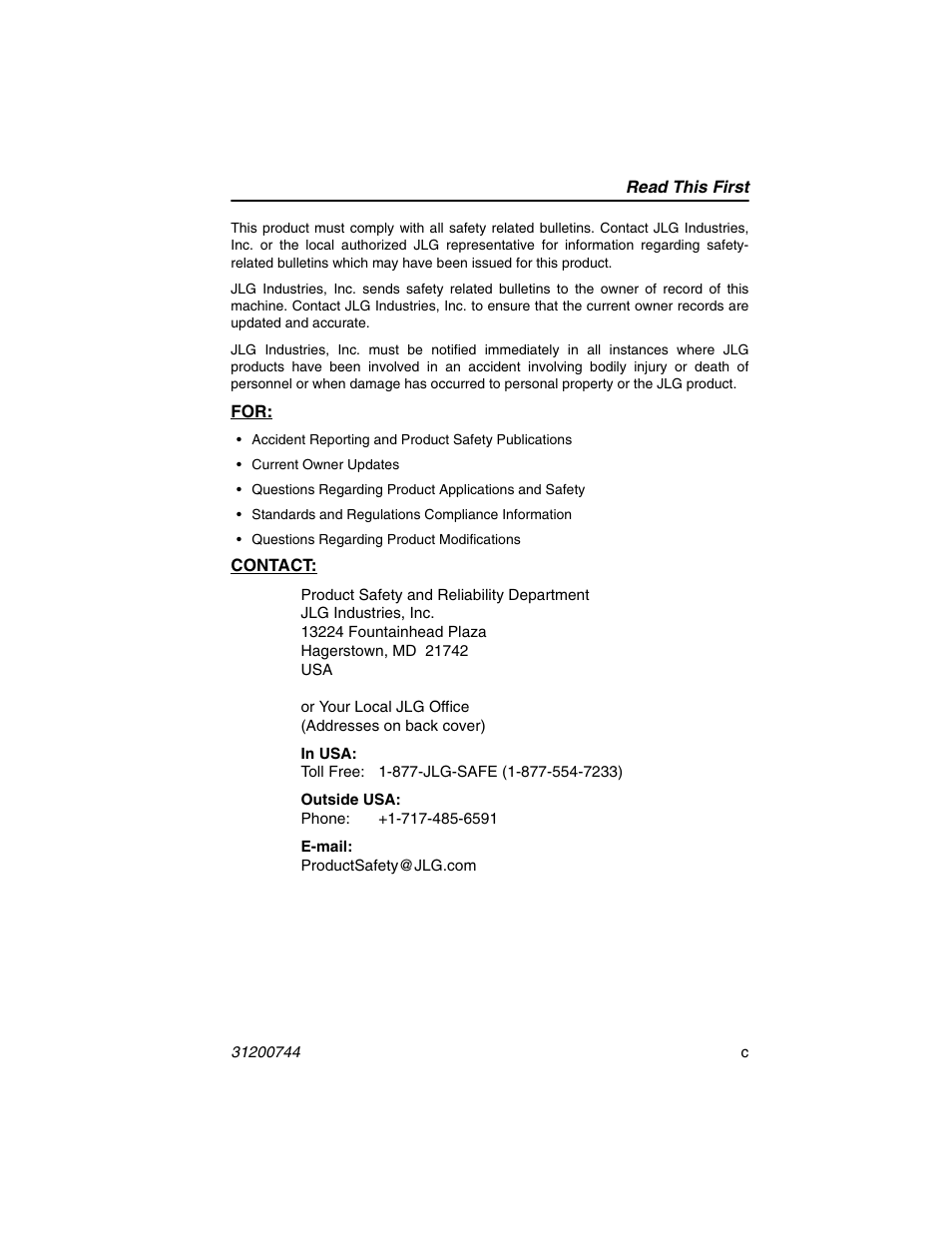 JLG G6-42A Operator Manual User Manual | Page 5 / 162