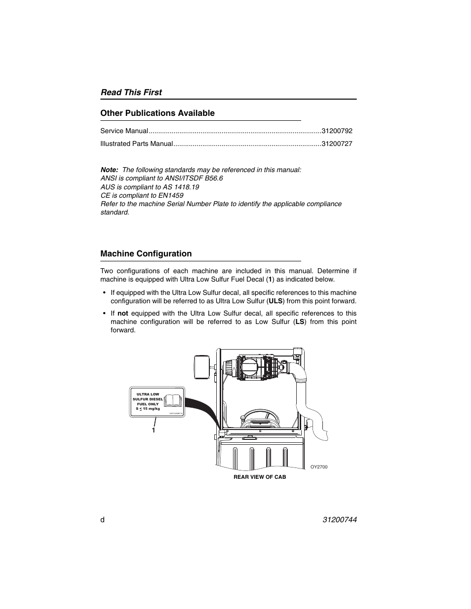 Read this first, Other publications available, Machine configuration | JLG G6-42A Operator Manual User Manual | Page 6 / 162