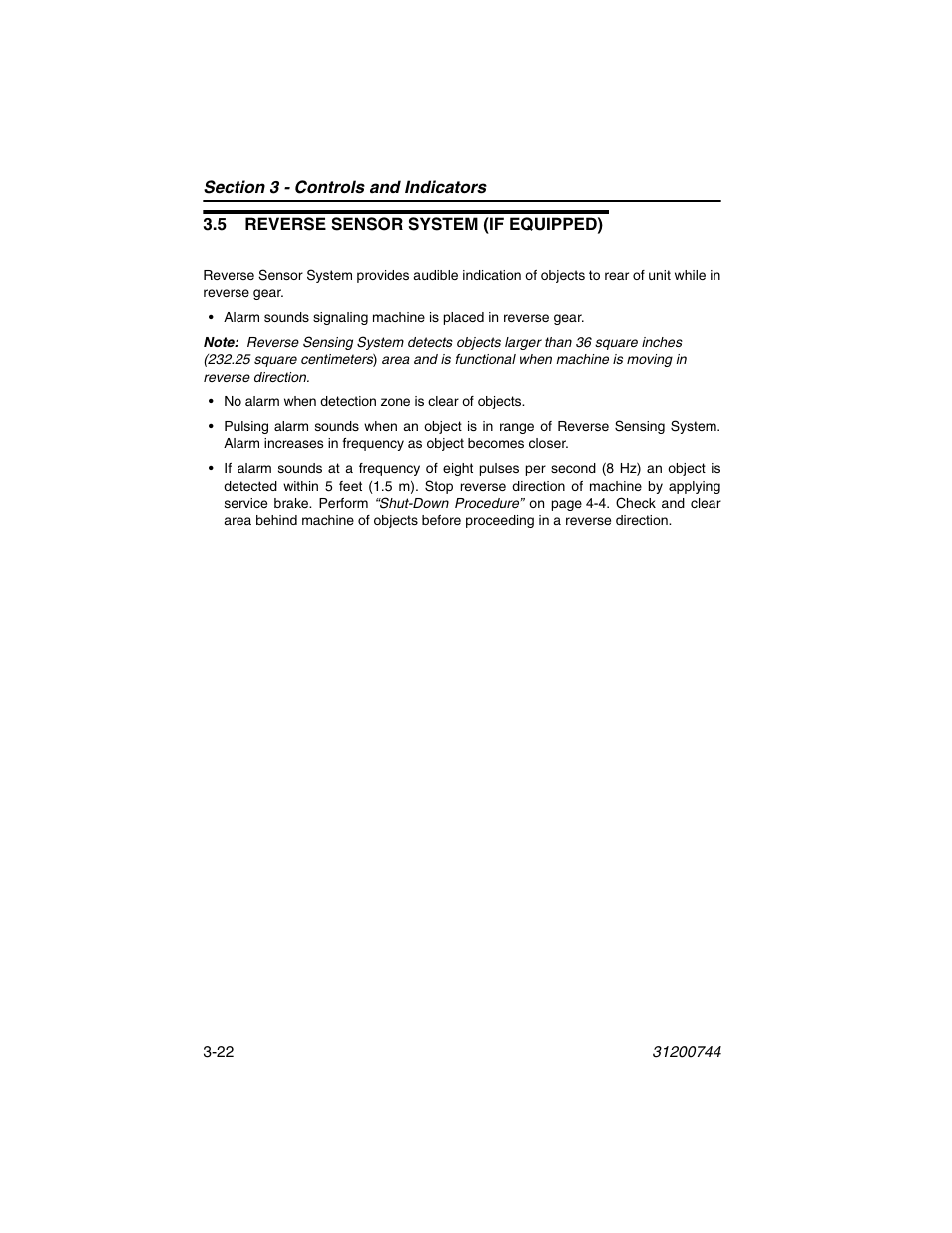 5 reverse sensor system (if equipped), 5 reverse sensor system (if equipped) -22 | JLG G6-42A Operator Manual User Manual | Page 62 / 162