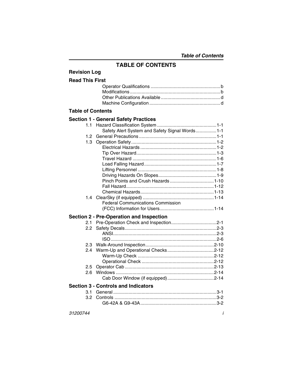 JLG G6-42A Operator Manual User Manual | Page 7 / 162