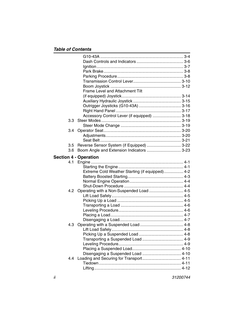 Section 4 - operation | JLG G6-42A Operator Manual User Manual | Page 8 / 162