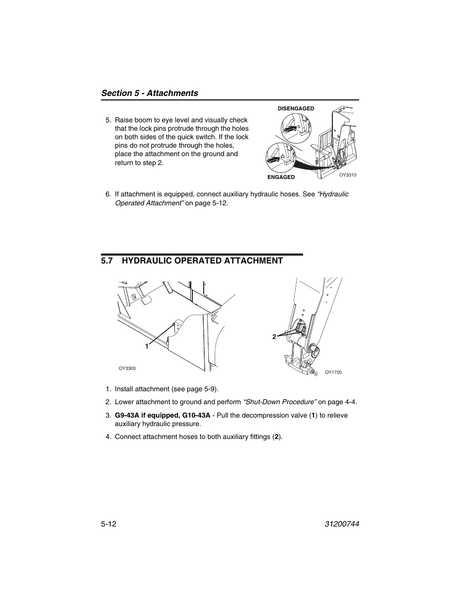 7 hydraulic operated attachment, 7 hydraulic operated attachment -12 | JLG G6-42A Operator Manual User Manual | Page 88 / 162
