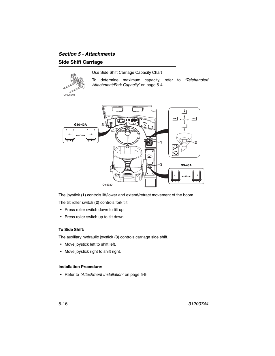 Side shift carriage, Side shift carriage -16 | JLG G6-42A Operator Manual User Manual | Page 92 / 162