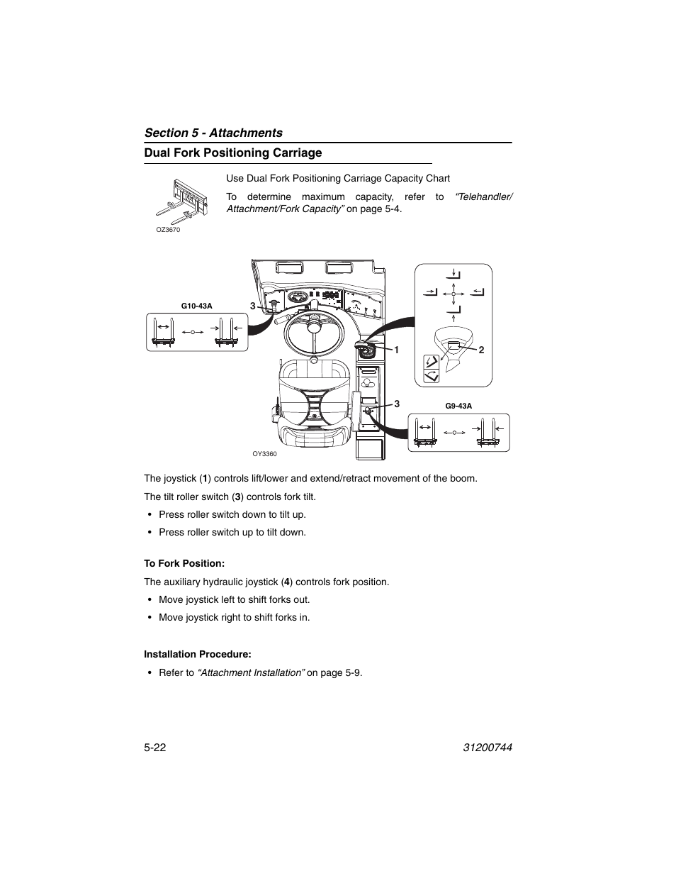 Dual fork positioning carriage, Dual fork positioning carriage -22 | JLG G6-42A Operator Manual User Manual | Page 98 / 162