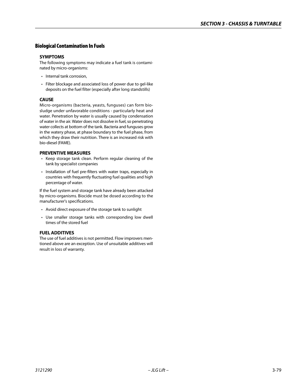 Biological contamination in fuels, Biological contamination in fuels -79 | JLG 450A_AJ Series II Service Manual User Manual | Page 119 / 396