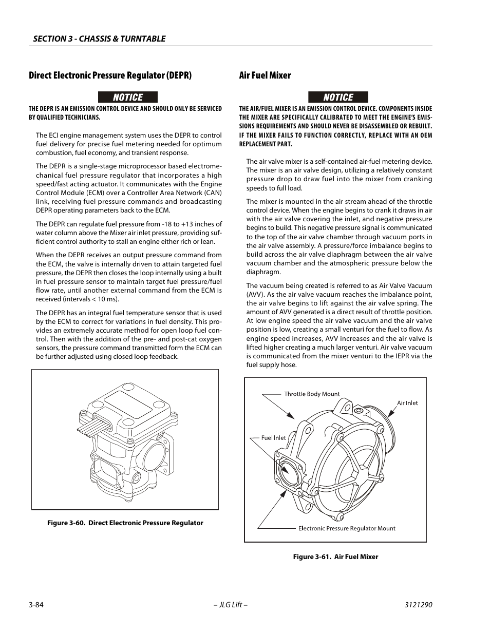 Direct electronic pressure regulator (depr), Air fuel mixer, Direct electronic pressure regulator -84 | Air fuel mixer -84 | JLG 450A_AJ Series II Service Manual User Manual | Page 124 / 396