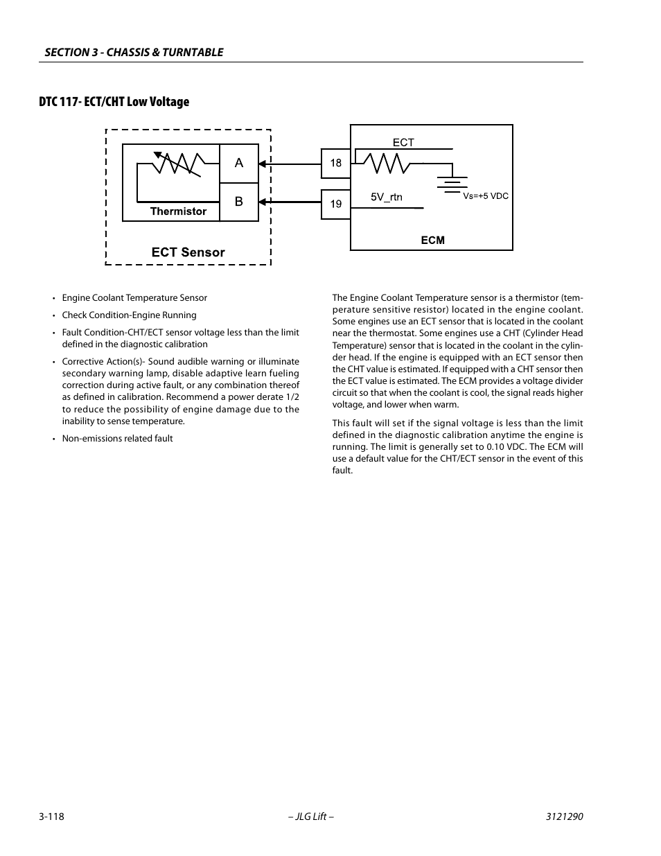 Dtc 117- ect/cht low voltage, Dtc 117- ect/cht low voltage -118 | JLG 450A_AJ Series II Service Manual User Manual | Page 158 / 396