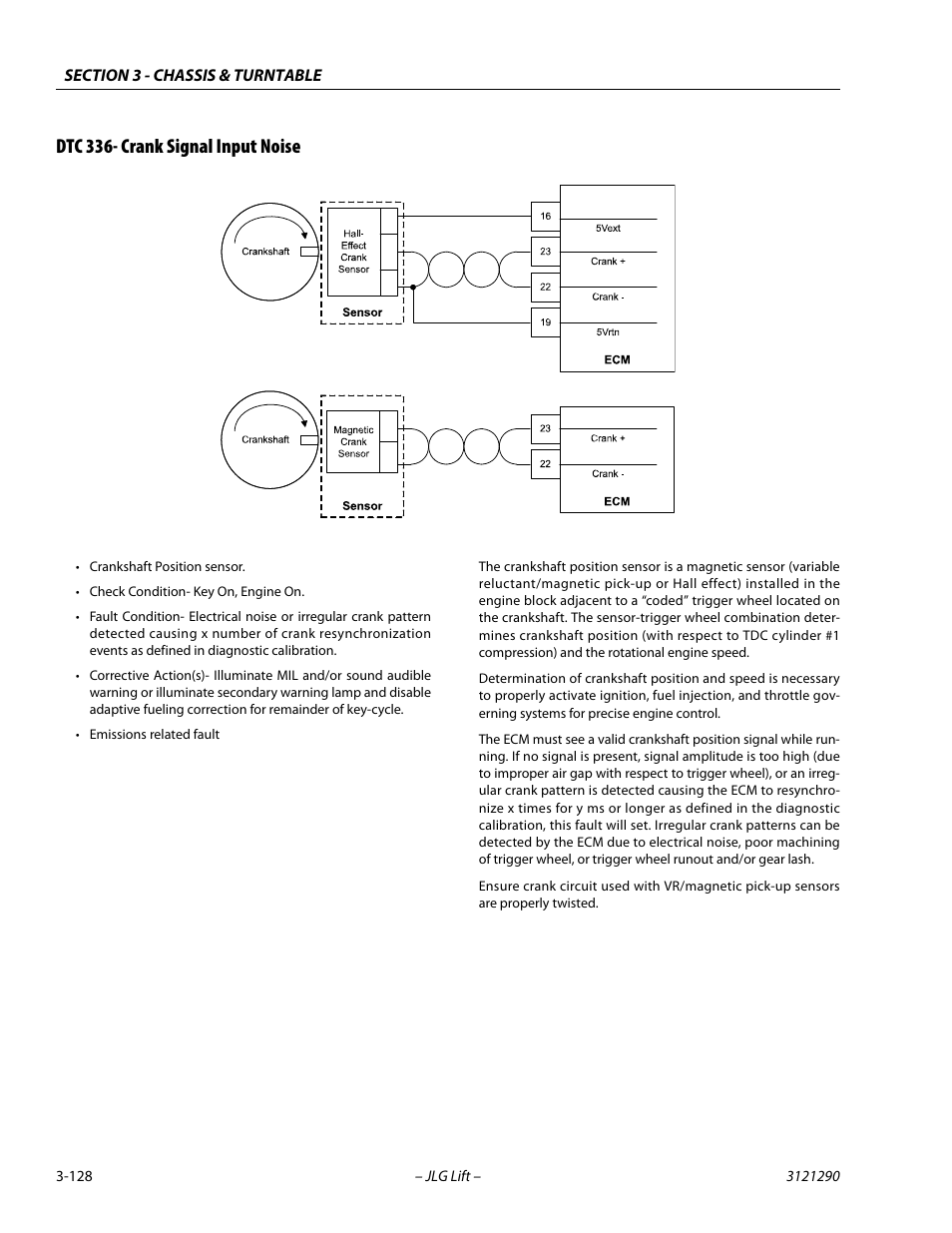 Dtc 336- crank signal input noise, Dtc 336- crank signal input noise -128 | JLG 450A_AJ Series II Service Manual User Manual | Page 168 / 396