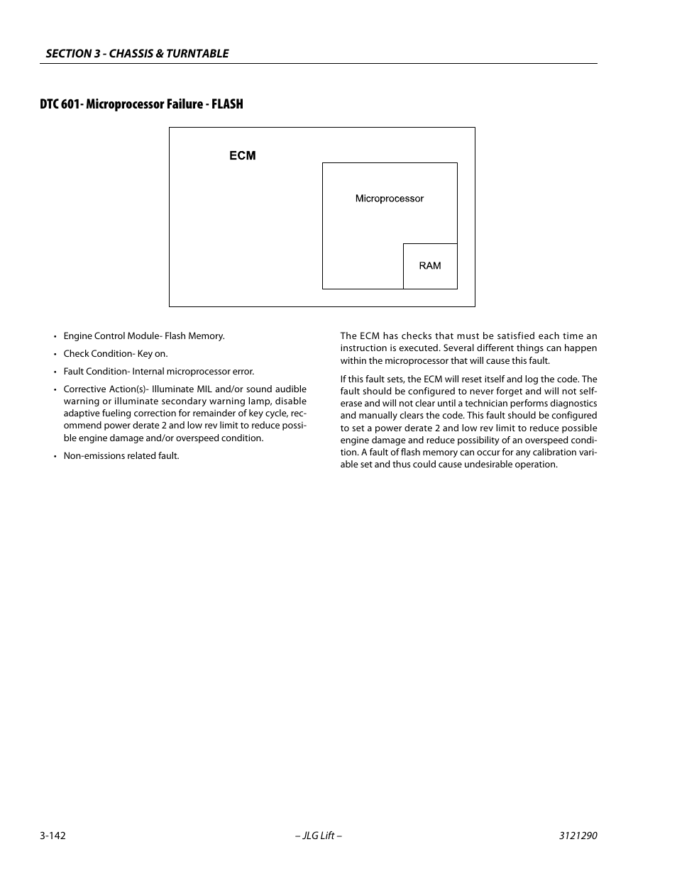 Dtc 601- microprocessor failure - flash, Dtc 601- microprocessor failure - flash -142 | JLG 450A_AJ Series II Service Manual User Manual | Page 182 / 396