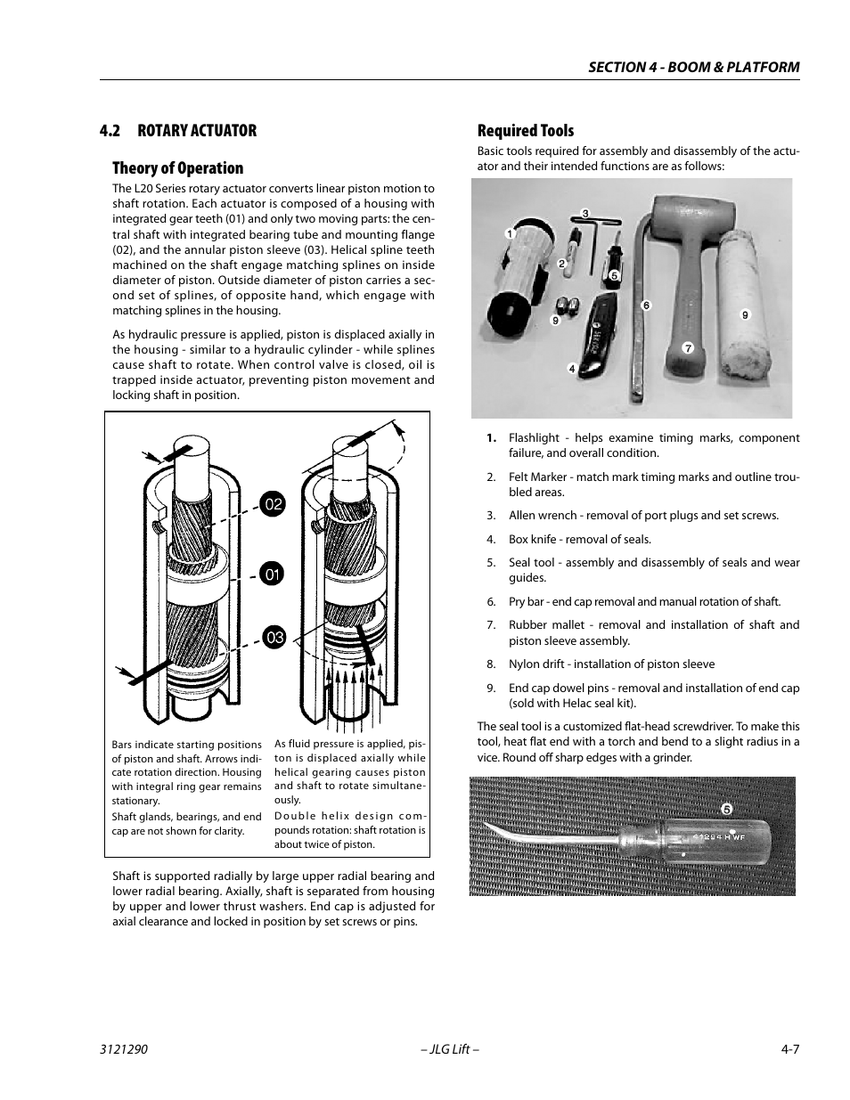 2 rotary actuator, Theory of operation, Required tools | Rotary actuator -7, Theory of operation -7 required tools -7, 2 rotary actuator theory of operation | JLG 450A_AJ Series II Service Manual User Manual | Page 219 / 396