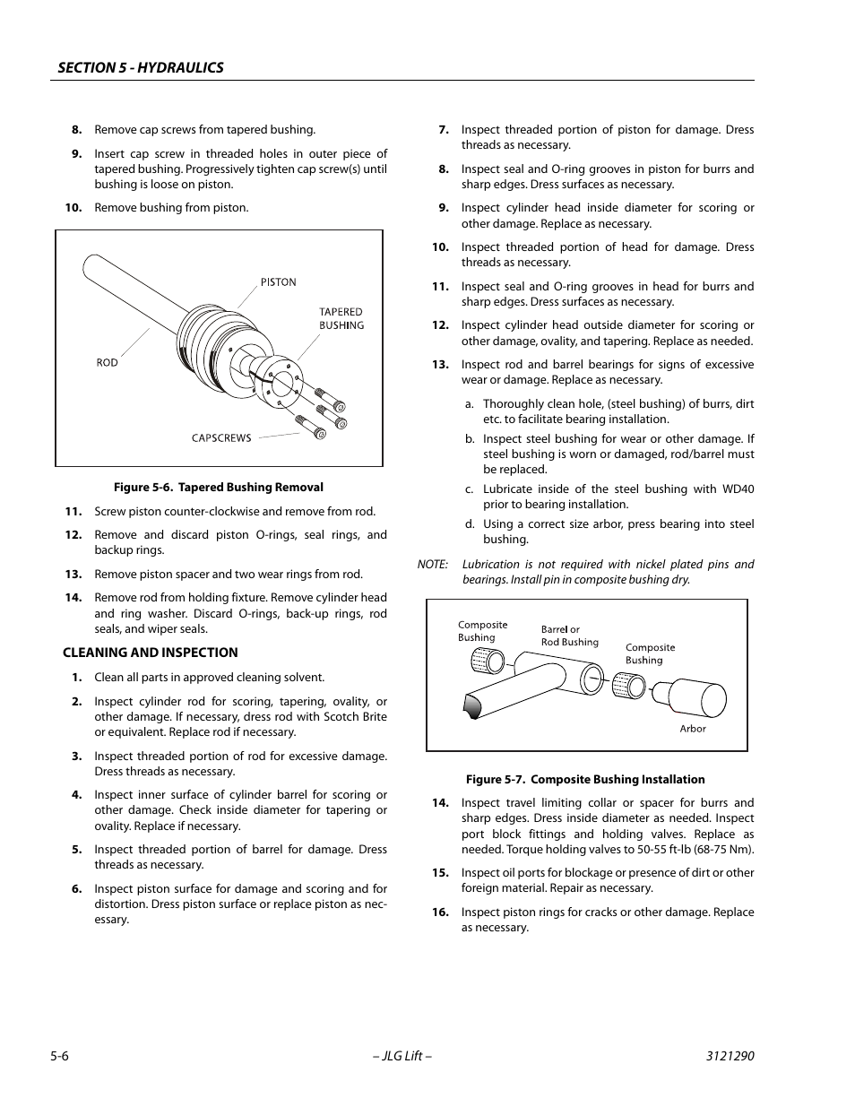 Tapered bushing removal -6, Composite bushing installation -6 | JLG 450A_AJ Series II Service Manual User Manual | Page 246 / 396