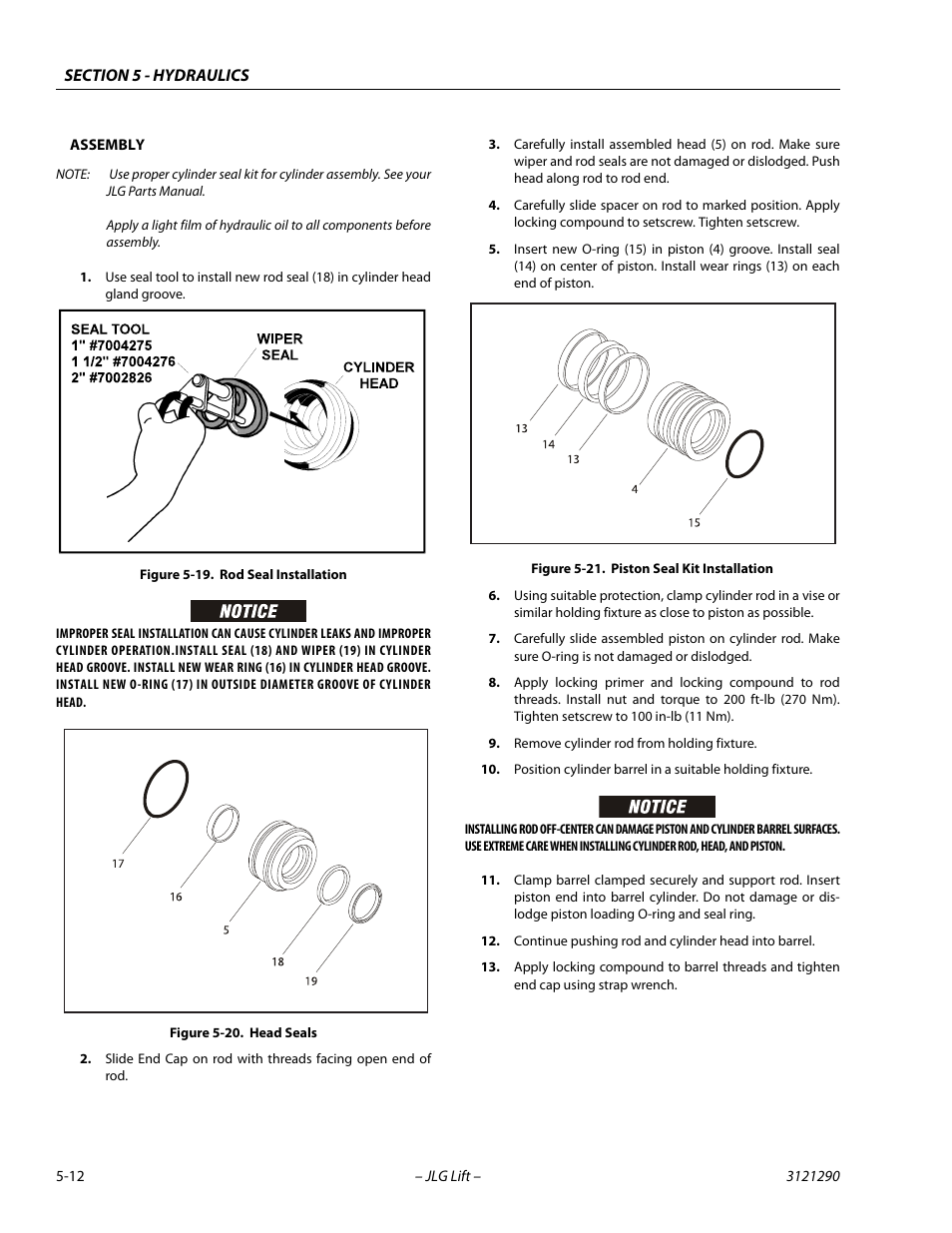 Rod seal installation -12, Head seals -12, Piston seal kit installation -12 | JLG 450A_AJ Series II Service Manual User Manual | Page 252 / 396