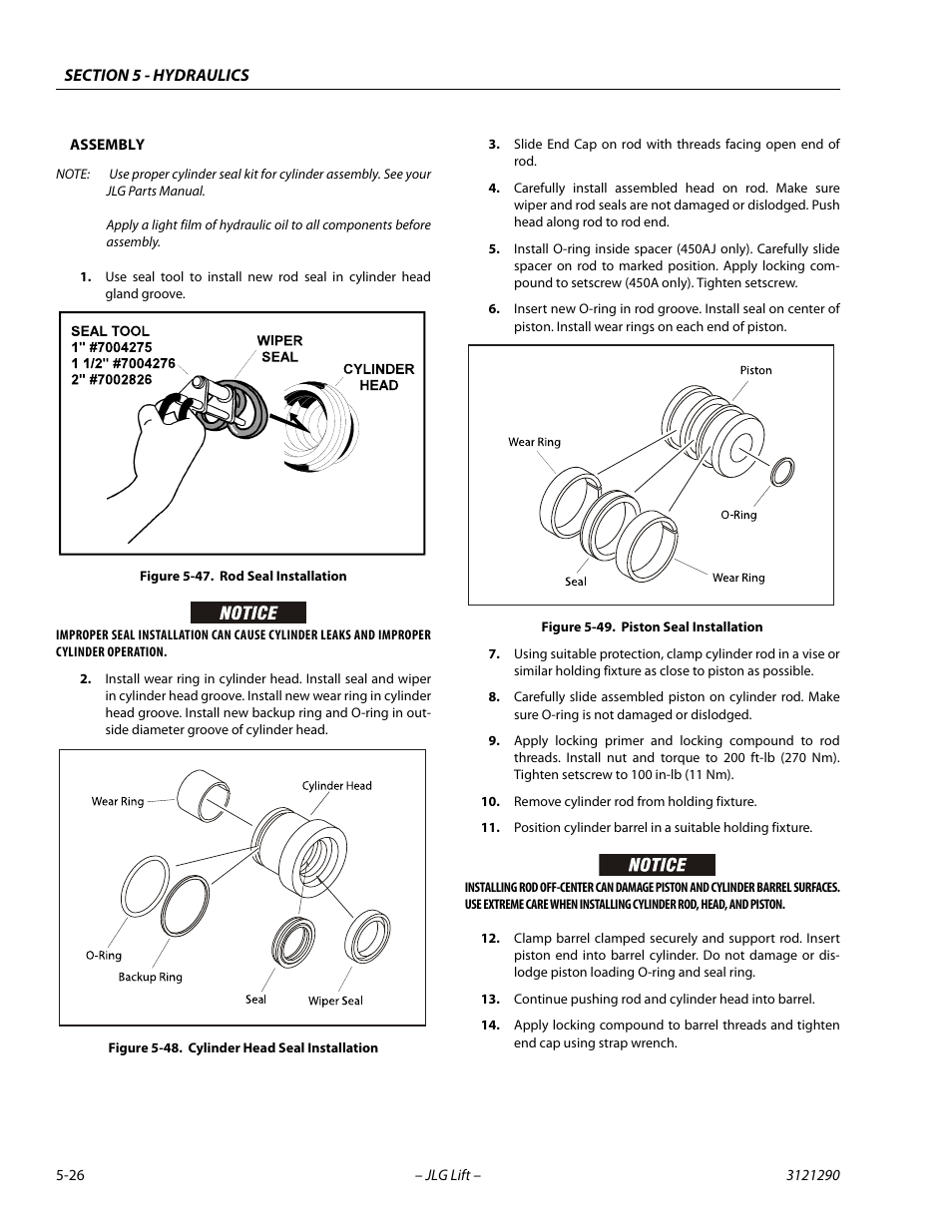 Rod seal installation -26, Cylinder head seal installation -26, Piston seal installation -26 | JLG 450A_AJ Series II Service Manual User Manual | Page 266 / 396