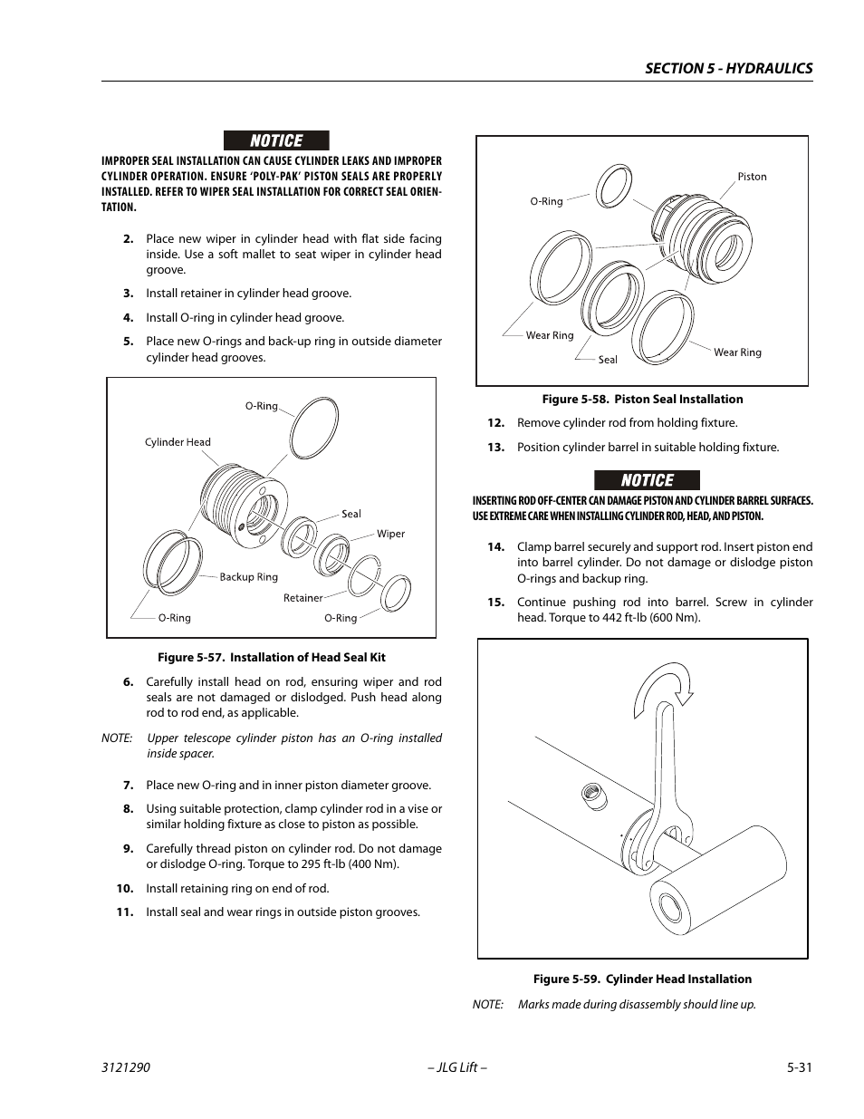 Installation of head seal kit -31, Piston seal installation -31, Cylinder head installation -31 | JLG 450A_AJ Series II Service Manual User Manual | Page 271 / 396