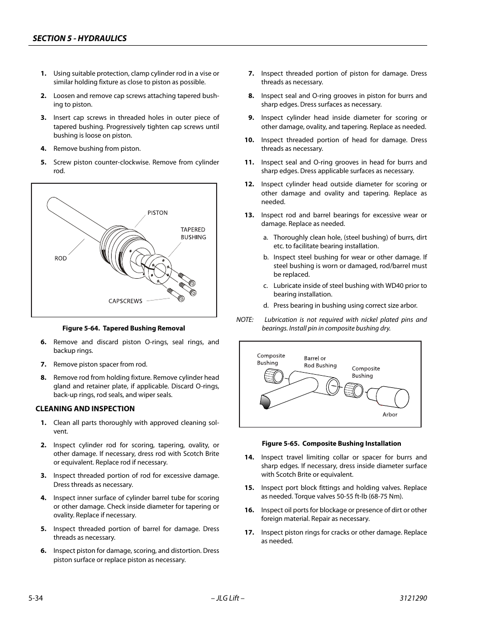 Tapered bushing removal -34, Composite bushing installation -34 | JLG 450A_AJ Series II Service Manual User Manual | Page 274 / 396
