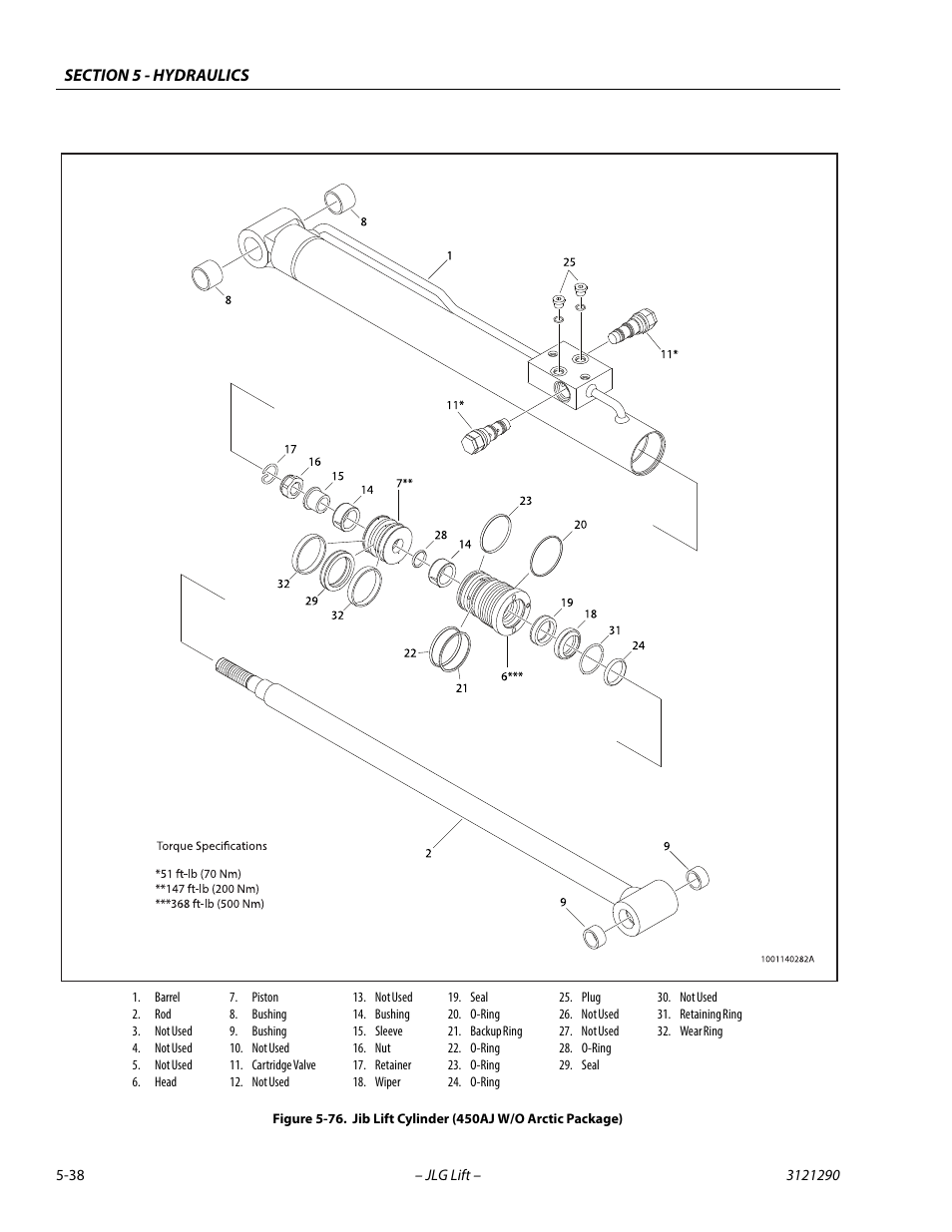 Jib lift cylinder (450aj w/o arctic package) -38 | JLG 450A_AJ Series II Service Manual User Manual | Page 278 / 396