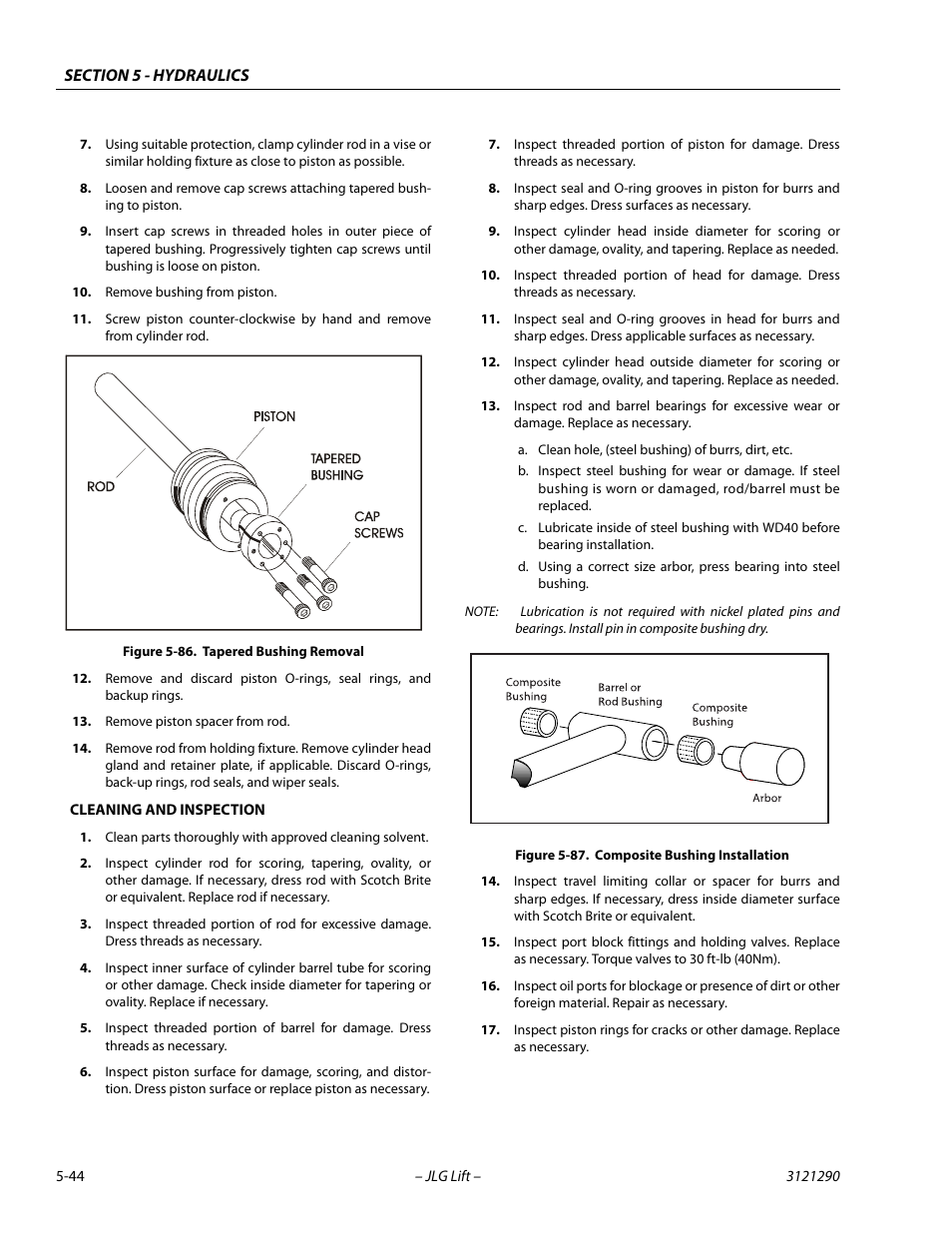 Tapered bushing removal -44, Composite bushing installation -44 | JLG 450A_AJ Series II Service Manual User Manual | Page 284 / 396