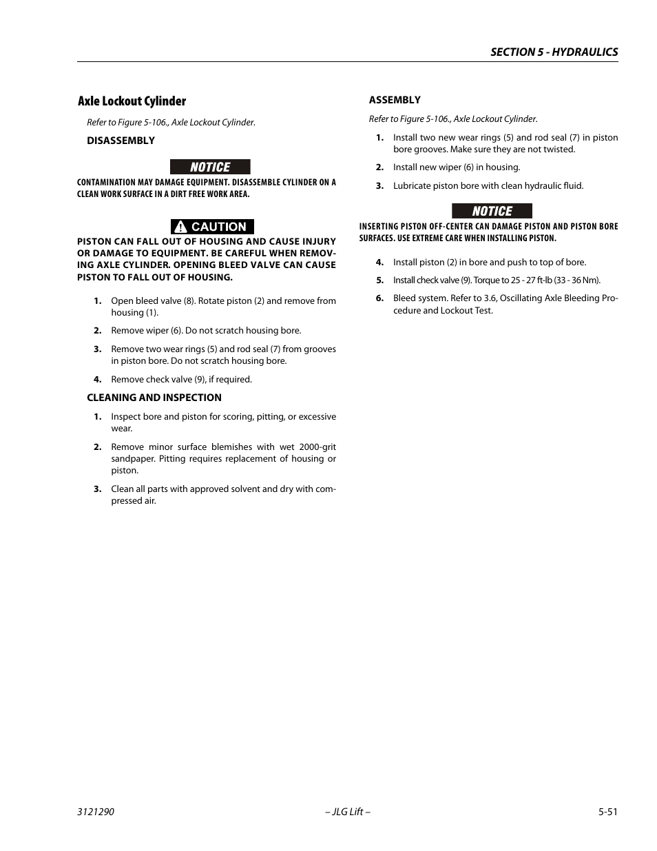 Axle lockout cylinder, Axle lockout cylinder -51 | JLG 450A_AJ Series II Service Manual User Manual | Page 291 / 396