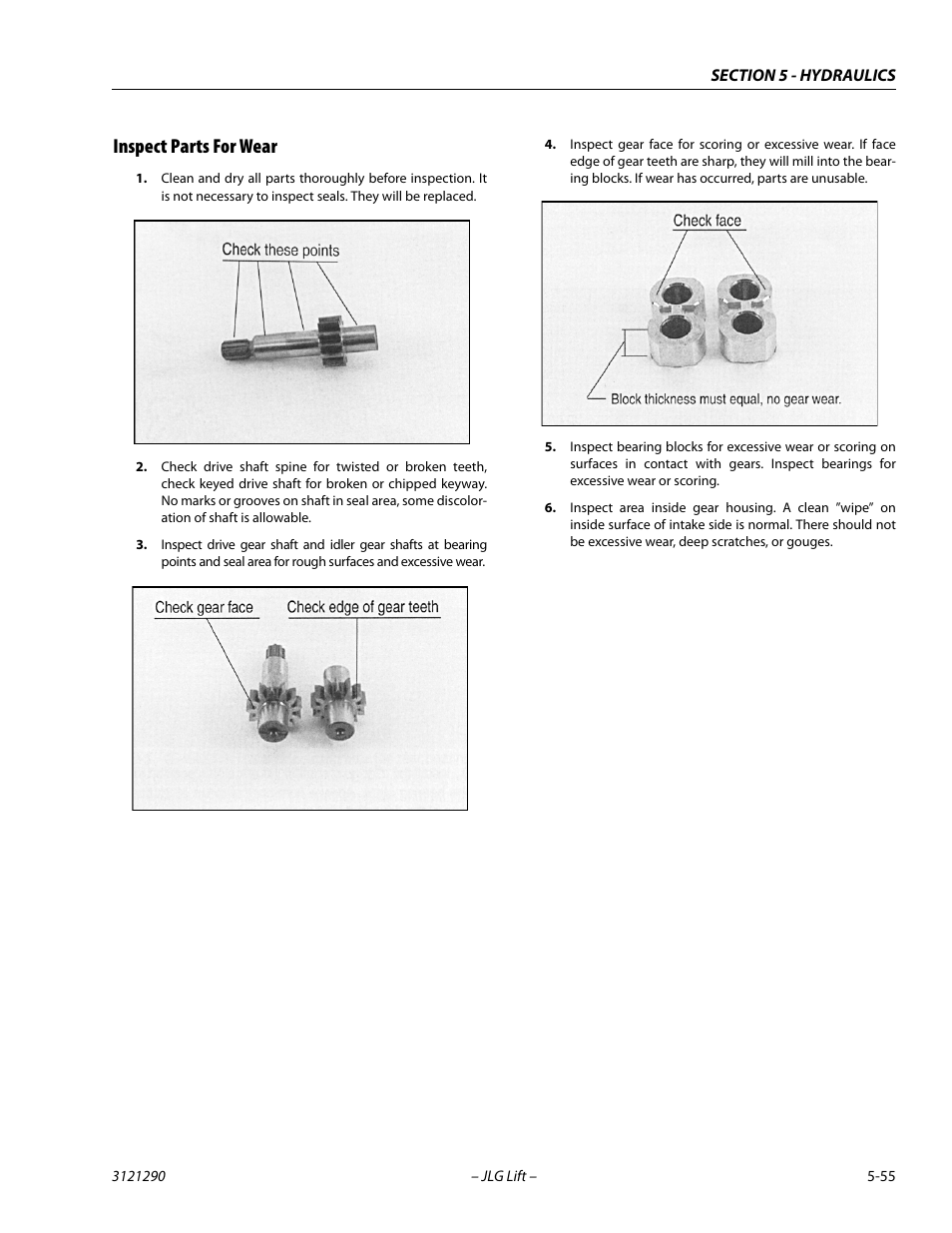Inspect parts for wear, Inspect parts for wear -55 | JLG 450A_AJ Series II Service Manual User Manual | Page 295 / 396