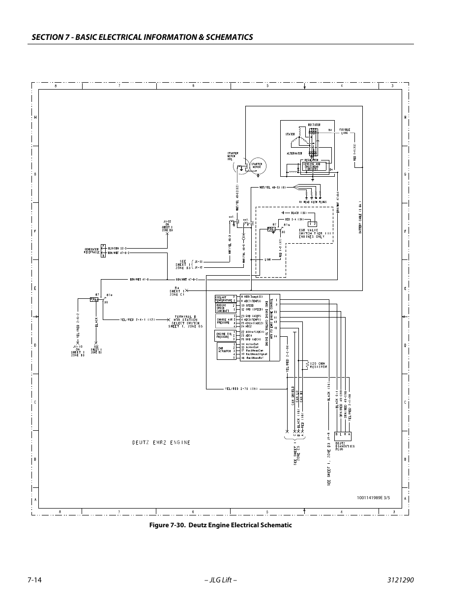 Deutz engine electrical schematic -14 | JLG 450A_AJ Series II Service Manual User Manual | Page 384 / 396