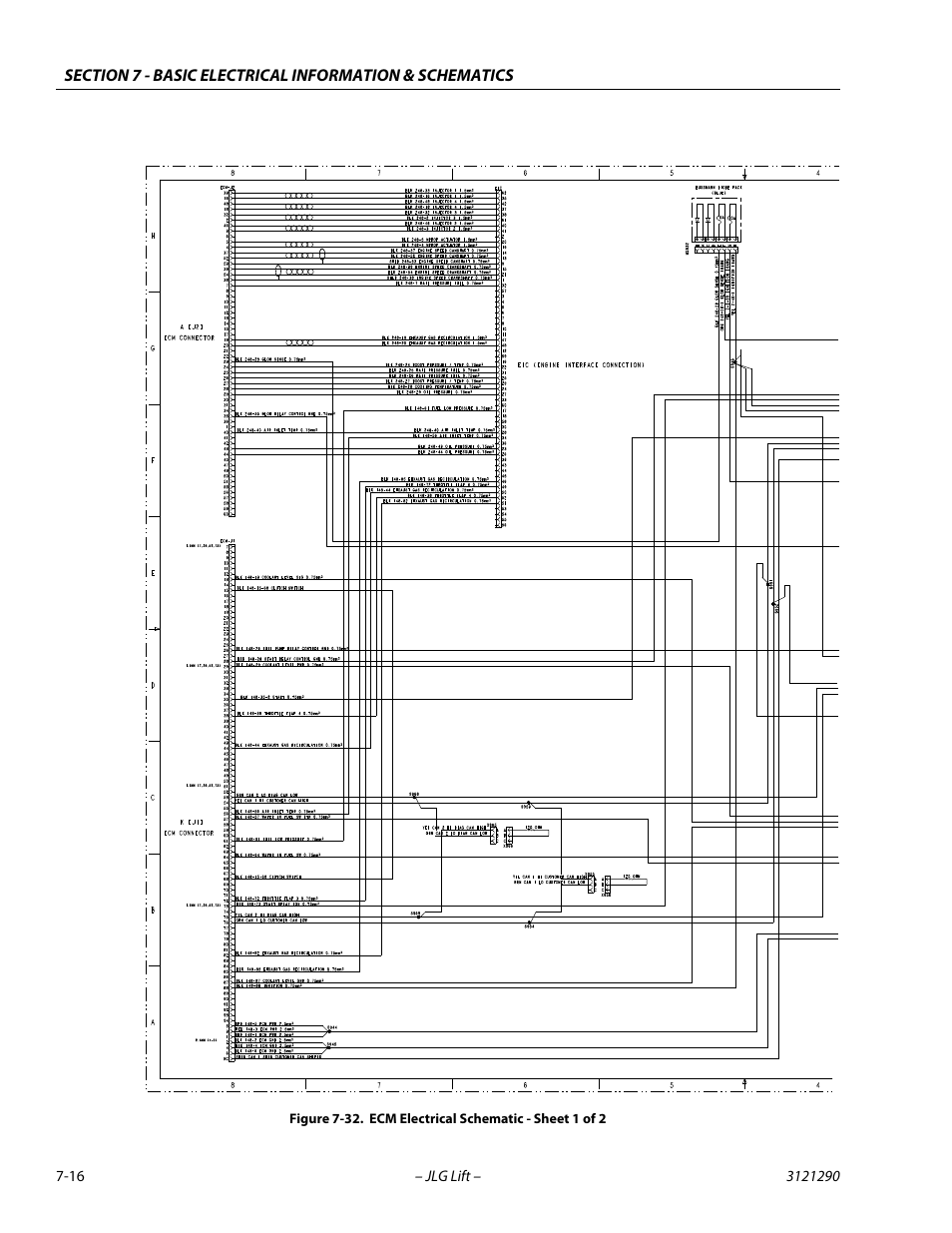 Ecm electrical schematic - sheet 1 of 2 -16 | JLG 450A_AJ Series II Service Manual User Manual | Page 386 / 396