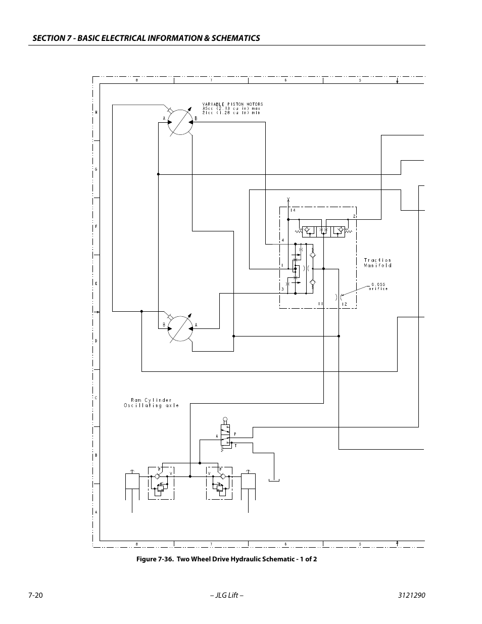 Two wheel drive hydraulic schematic - 1 of 2 -20 | JLG 450A_AJ Series II Service Manual User Manual | Page 390 / 396