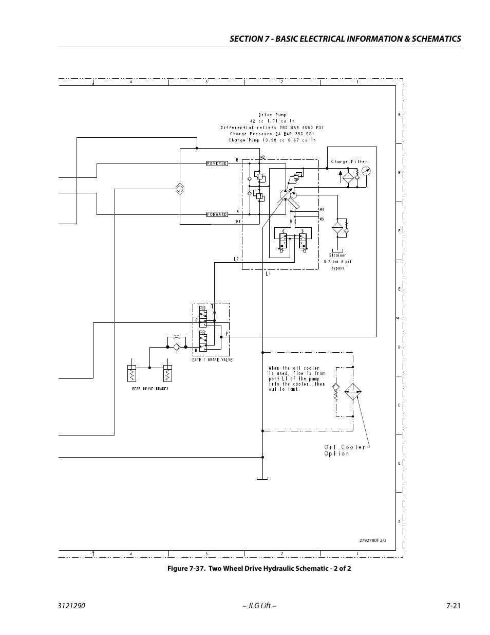 Two wheel drive hydraulic schematic - 2 of 2 -21 | JLG 450A_AJ Series II Service Manual User Manual | Page 391 / 396