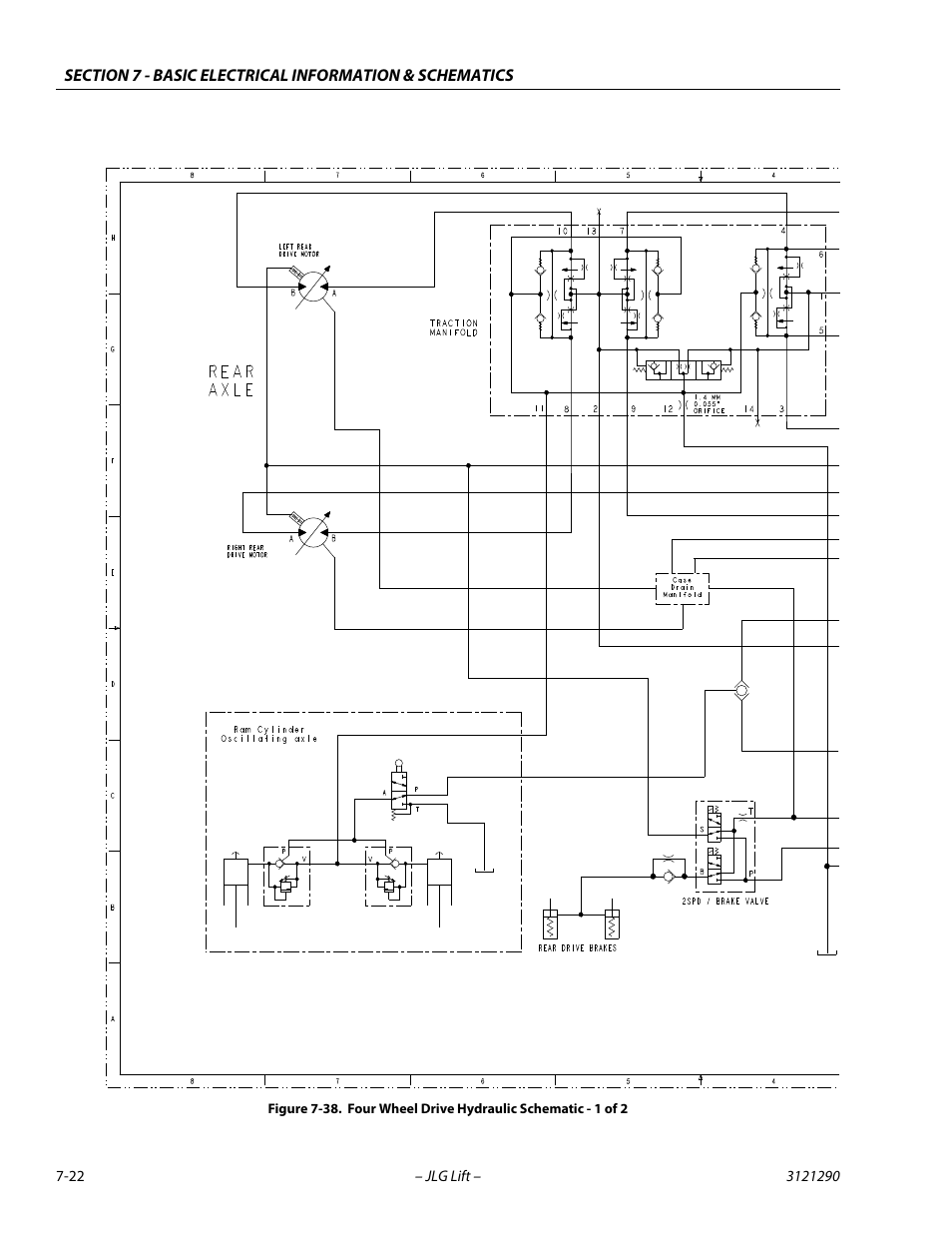Four wheel drive hydraulic schematic - 1 of 2 -22 | JLG 450A_AJ Series II Service Manual User Manual | Page 392 / 396