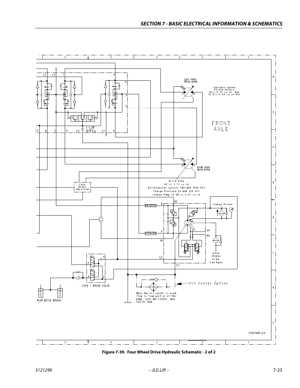 Four wheel drive hydraulic schematic - 2 of 2 -23 | JLG 450A_AJ Series II Service Manual User Manual | Page 393 / 396