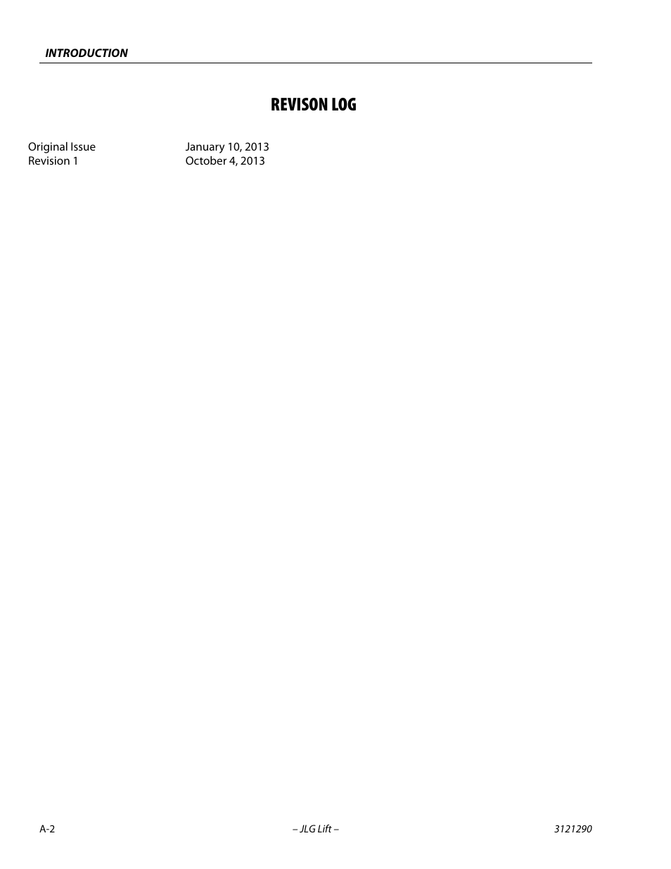 Revison log | JLG 450A_AJ Series II Service Manual User Manual | Page 4 / 396