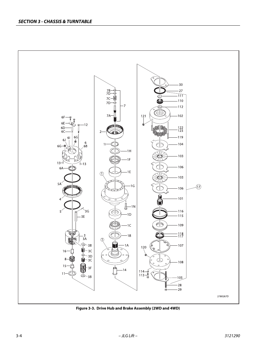 Drive hub and brake assembly (2wd and 4wd) -4 | JLG 450A_AJ Series II Service Manual User Manual | Page 44 / 396