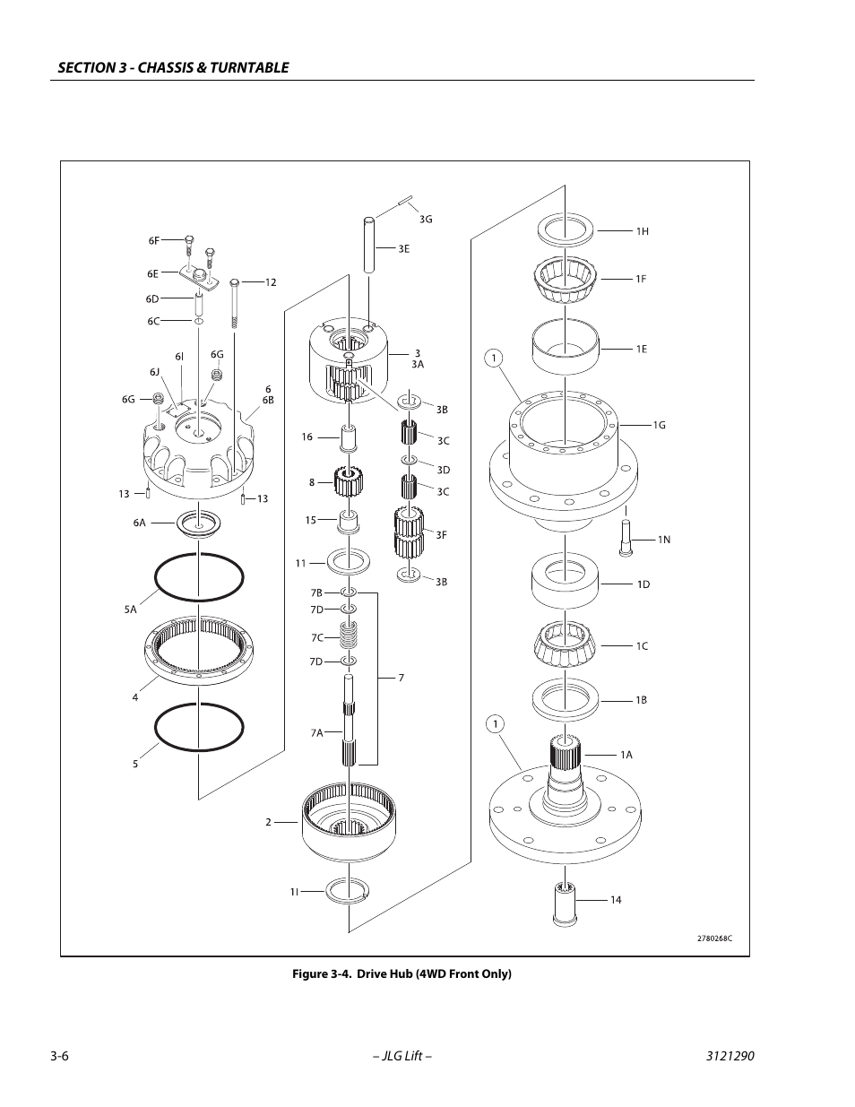 Drive hub (4wd front only) -6 | JLG 450A_AJ Series II Service Manual User Manual | Page 46 / 396