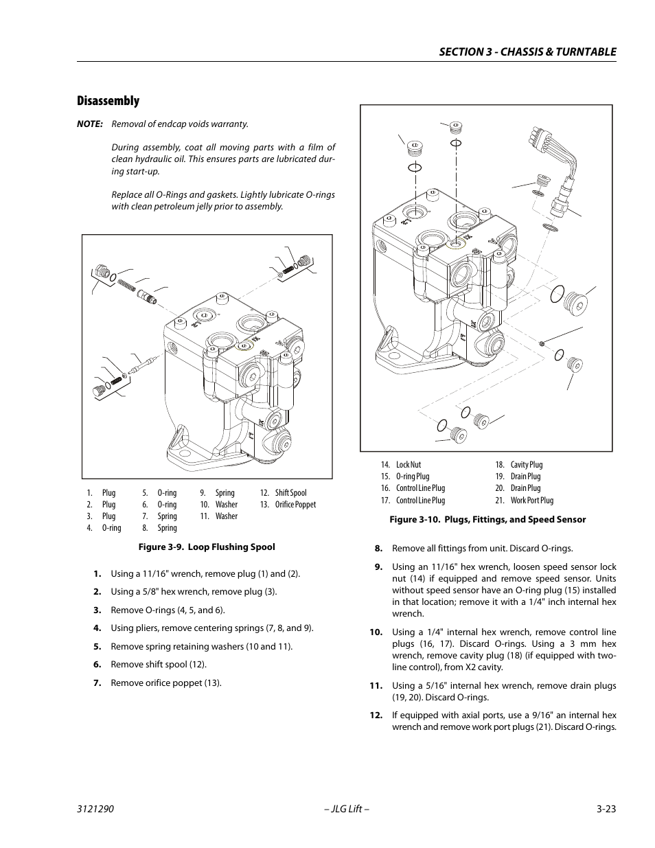 Disassembly, Disassembly -23, Loop flushing spool -23 | Plugs, fittings, and speed sensor -23 | JLG 450A_AJ Series II Service Manual User Manual | Page 63 / 396