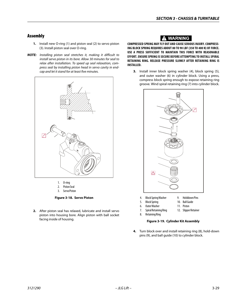 Assembly, Assembly -29, Servo piston -29 | Cylinder kit assembly -29 | JLG 450A_AJ Series II Service Manual User Manual | Page 69 / 396