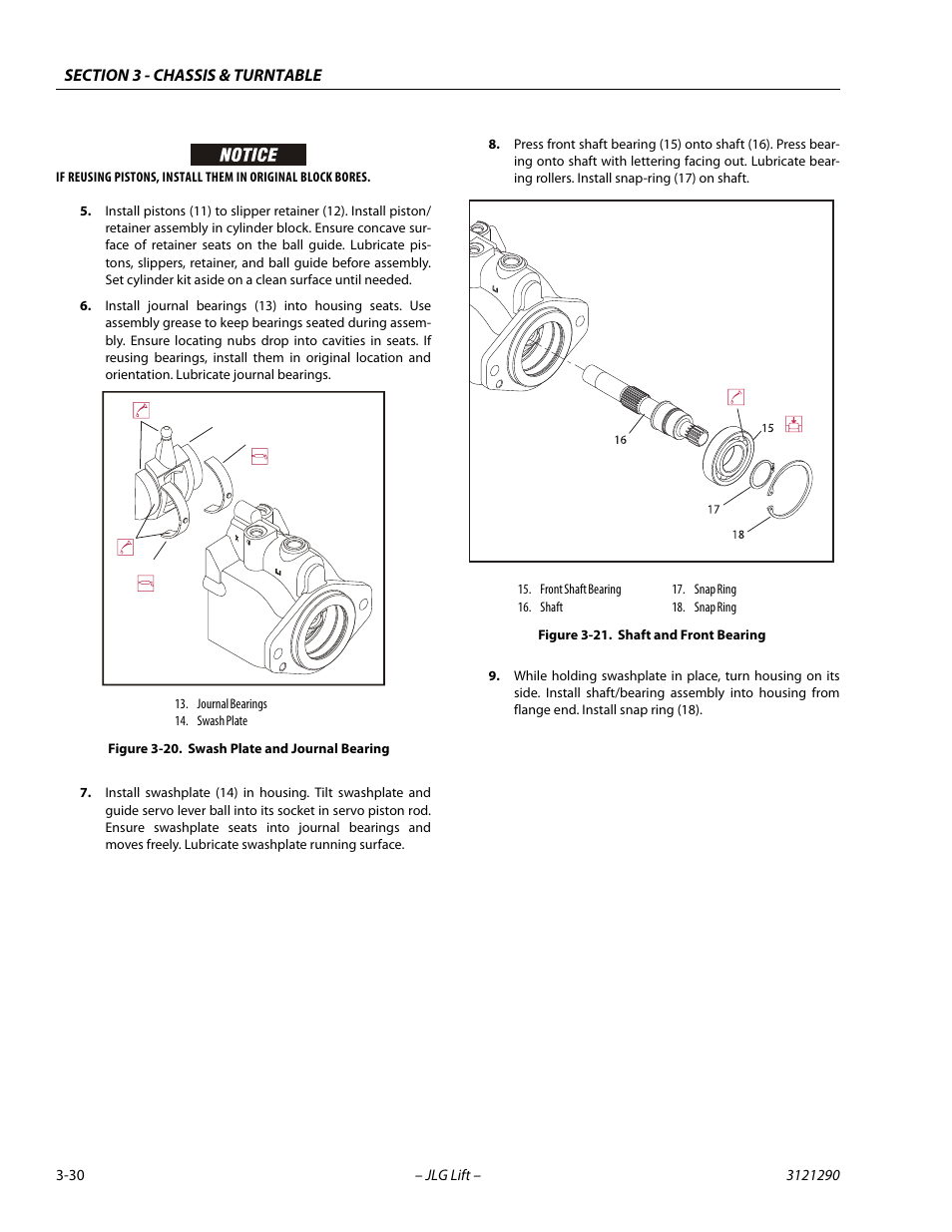 Swash plate and journal bearing -30, Shaft and front bearing -30 | JLG 450A_AJ Series II Service Manual User Manual | Page 70 / 396