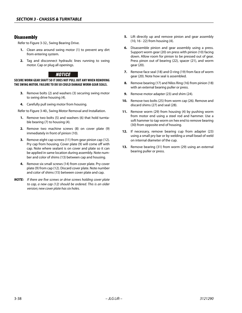 Disassembly, Disassembly -38 | JLG 450A_AJ Series II Service Manual User Manual | Page 78 / 396