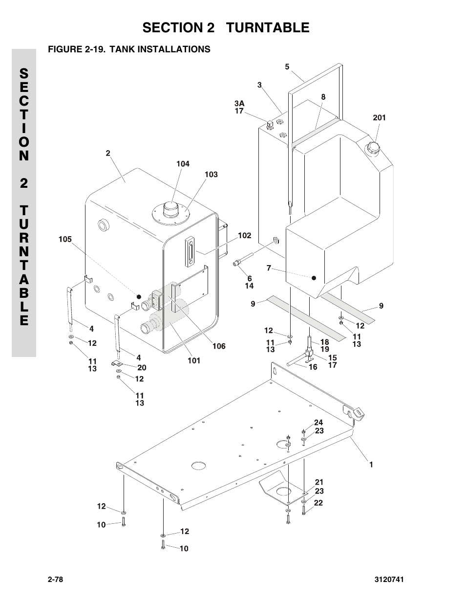 Figure 2-19. tank installations, Tank installations -78 | JLG 800A_AJ ANSI Parts Manual User Manual | Page 108 / 318