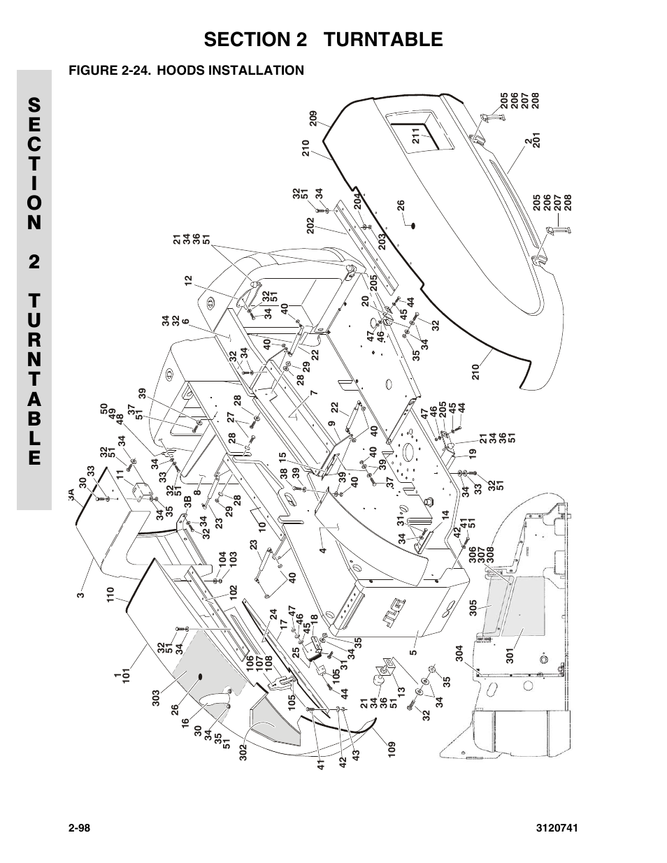 Figure 2-24. hoods installation, Hoods installation -98 | JLG 800A_AJ ANSI Parts Manual User Manual | Page 128 / 318