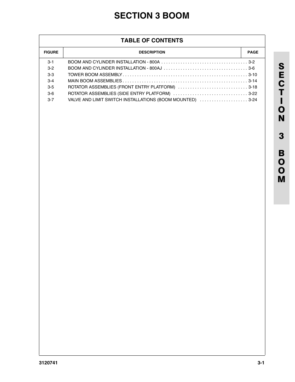 Section 3 boom, Section 3 - boom -1 | JLG 800A_AJ ANSI Parts Manual User Manual | Page 135 / 318
