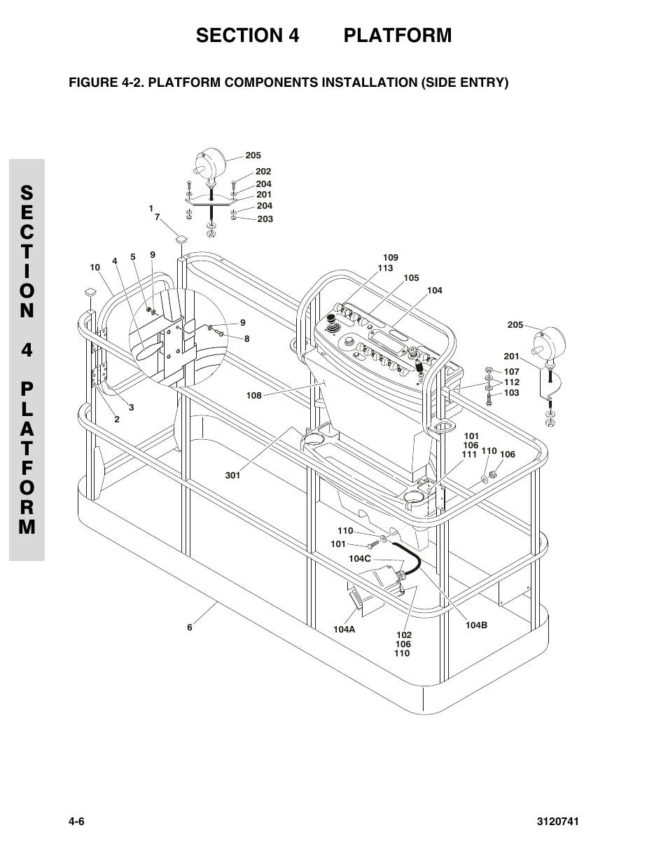 Platform components installation (side entry) -6 | JLG 800A_AJ ANSI Parts Manual User Manual | Page 168 / 318