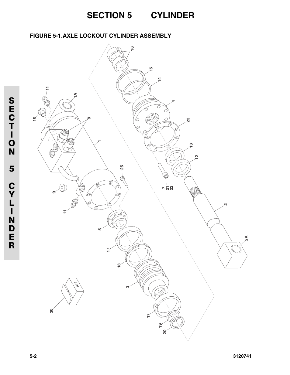 Figure 5-1. axle lockout cylinder assembly, Axle lockout cylinder assembly -2 | JLG 800A_AJ ANSI Parts Manual User Manual | Page 204 / 318