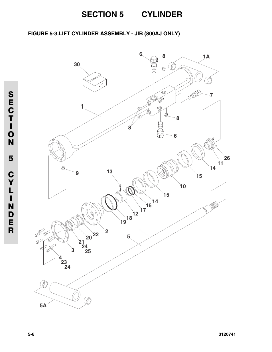 Lift cylinder assembly - jib (800aj only) -6 | JLG 800A_AJ ANSI Parts Manual User Manual | Page 208 / 318